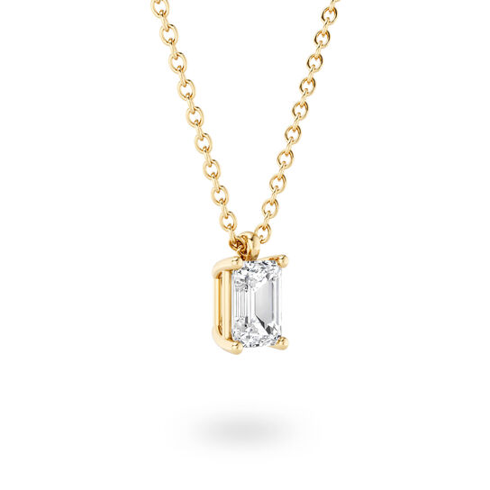 Birks Blue Yellow Gold Emerald-Cut Diamond Pendant with Sapphire Accent image number 1